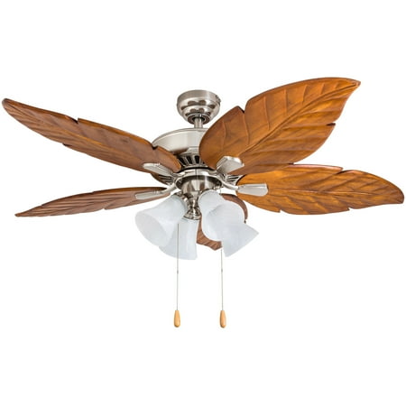 Cherry Designer Ceiling Fan (Prominence Home 50662-35 Grayton Tropical 52-Inch Brushed Nickel Indoor Ceiling Fan, Multi-Arm Lighting with Dark Cherry Hand Carved Wood)