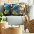 thumbnail image 5 of Ambesonne Lake Throw Pillow Cover 2 Pack, Dreamy Art Snowy Mountains Sun, 20", Sea Blue Dark Khaki, 5 of 7