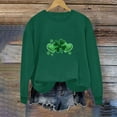 thumbnail image 5 of LEKWK Sweatshirts for Women Fleece Crewneck Long Sleeve St Patricks Day Shirt Graphic Sweatshirts Glitter Three Hearts Shamrock Festival Wear, 5 of 6