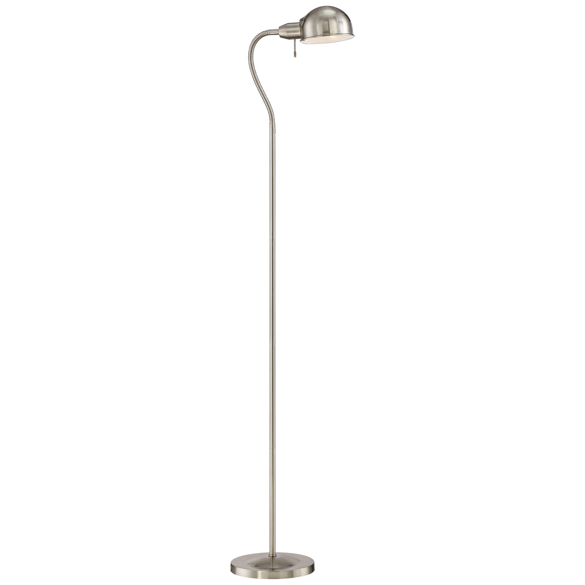 360 Lighting Modern Gooseneck Floor Lamp Tall Satin Nickel Adjustable Arm For Living Room Reading Bedroom Office