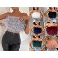 thumbnail image 1 of Haut Smocké en Fourrure Moelleuse Mode Femme Haut Plume Polyvalent Vêtements, 1 of 4