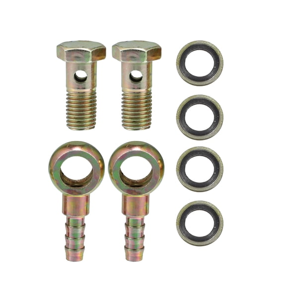 Unique Bargains Banjo Bolt M12x1.5 8mm Banjo Bolt Hose Barb Fittings Adapter with Washers for Motorcycle Car (Set of 2)