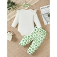 thumbnail image 3 of Bslissey Baby Girls Ireland Holidays 3Pcs Outfits Long Sleeve Letter Print Romper + Rainbow Print Pants + Headband 1M 3M 6M 9M 12M 18M Infant Casual Long Pants Sets, 3 of 10