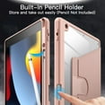 thumbnail image 5 of JETech Rotating Case for iPad 9/8/7 (10.2-Inch, 2021/2020/2019 Model, 9th/8th/7th Generation) with Pencil Holder, 360 Degree Rotation Protective Stand Cover Clear Back, Auto Wake/Sleep (Rose Gold), 5 of 7