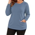 thumbnail image 6 of OutfitShow Plus Size Sweatshirts for Women Crewneck Long Sleeve Casual Tunic Tops Lightweight Pullover with Pockets,S-5XL, 6 of 9