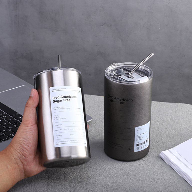 Mightlink 600ml Ins Coffee Cup with Straw Double-layer Rust-proof Simple  Fashion Ice American Coffee Mug for Office - Walmart.com
