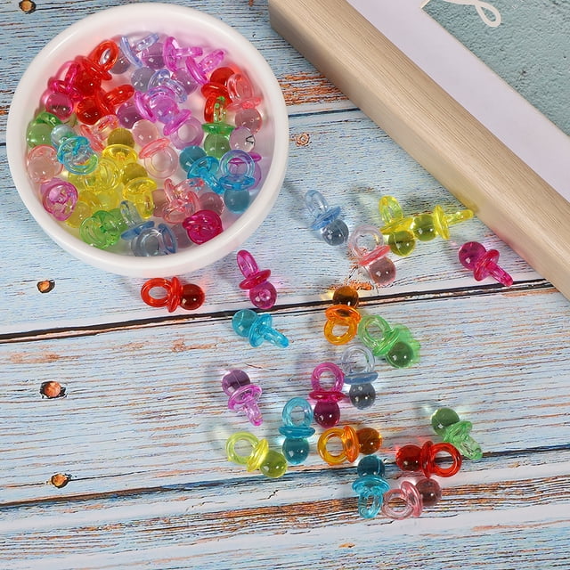 Color Acrylic , Mini Toy, Acrylic Bright Color 100Pcs For Baby Kids Transparent Pink + Blue,Solid Color Mixing,Transparent Color Mixing