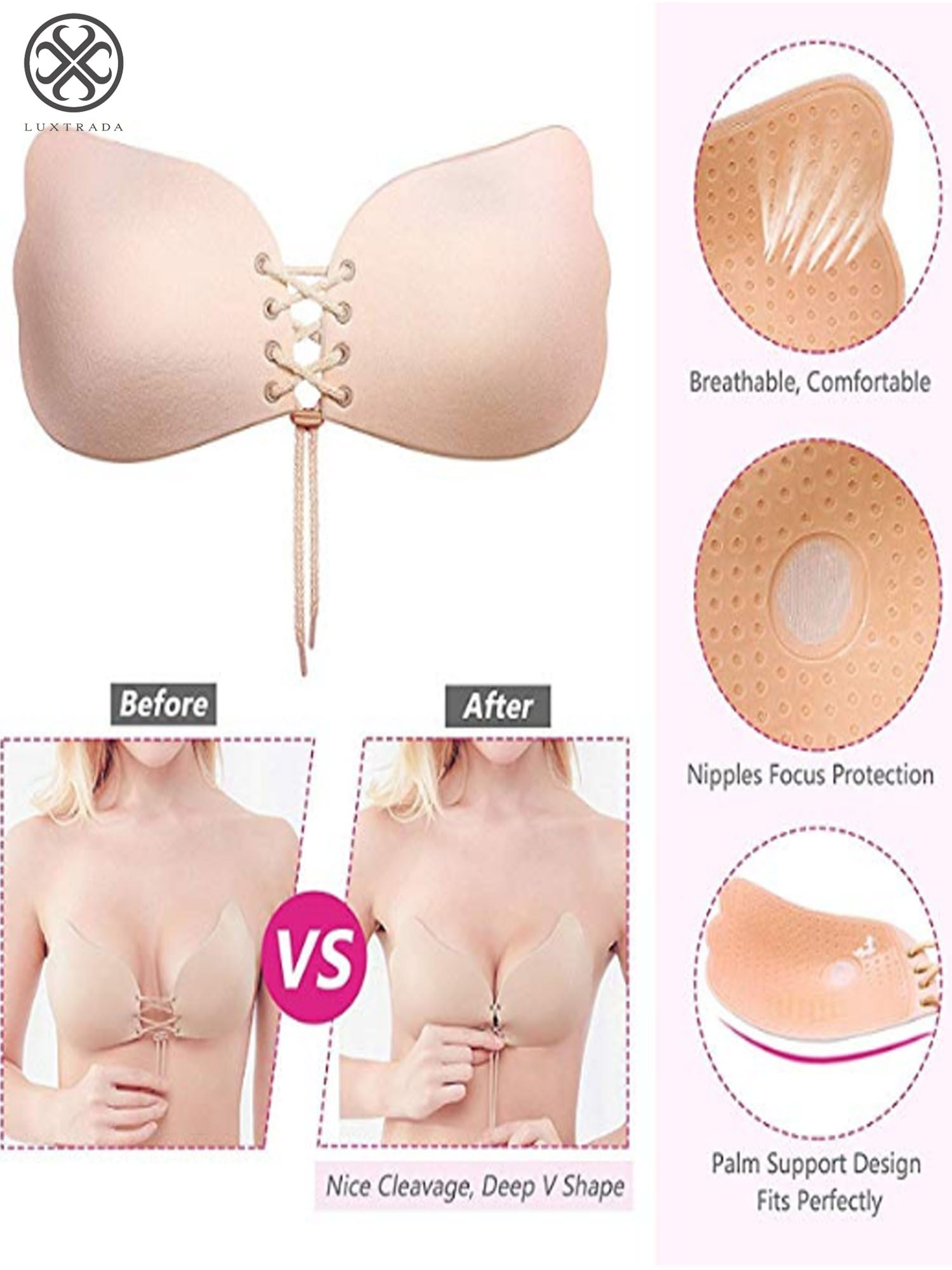 Invisible Brasless Bras For Women, Push-up Underwear, Sexy Bralat With  Transparent Stracs, Silicone Adhesive Arm, Wedding Dress