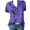 thumbnail image 4 of Azrian Plus Size Blouses Summer Tops For Women Short Sleeve Split Neck Shirts Flower Print Elegant Blouses With Chest Pocket Clearance Sale, 4 of 6