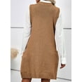 thumbnail image 3 of Weardear Women Vest Dress Knit Sweater Dresses Oversized V Neck Sleevelss Pullover with Pockets, 3 of 5