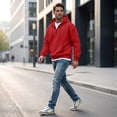 thumbnail image 6 of Resicozy Men's Quarter Zip Pullover Hoodies Half Zip Hoodie Long Sleeve Drawstring Hoodie Casual 1/4-Zip Sweatshirt with Pockets Red 3XL, 6 of 6
