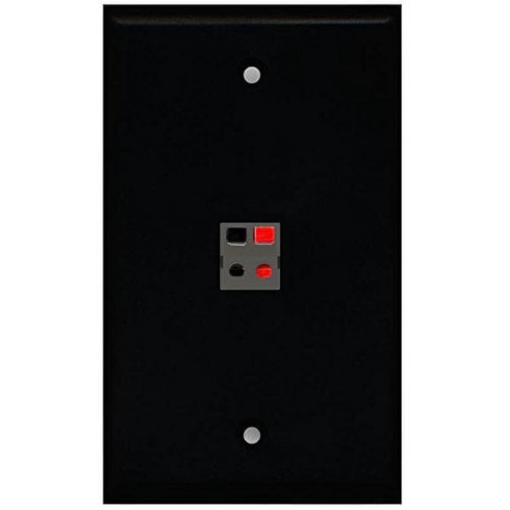 RiteAV Speaker (Black) Wall Plate 1 Gang Flat Black