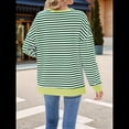 thumbnail image 4 of Sudadera Oversize para Mujer, Verano 2025, Cuello Redondo, Rayas, Larga, Aberturas Laterales, Sudaderas con Capucha Y2K Verde y M, 4 of 10