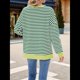 thumbnail image 4 of Sudadera Oversize para Mujer, Verano 2025, Cuello Redondo, Rayas, Larga, Aberturas Laterales, Sudaderas con Capucha Y2K Verde y XXL, 4 of 10