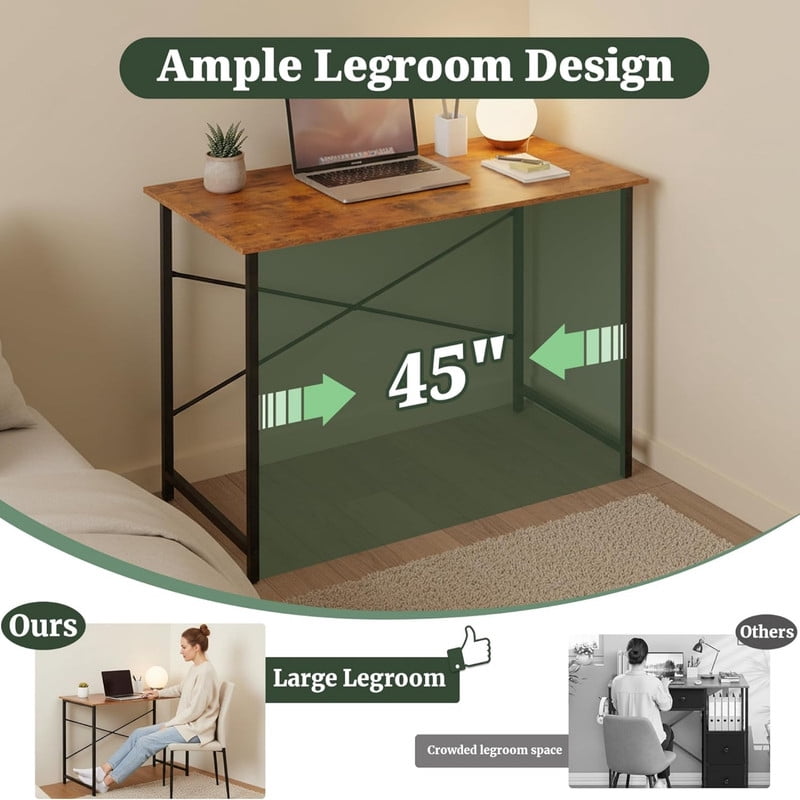 Kelno 47" Computer Desk Home Office Desk Writing Study Table with Sturdy Metal Frame, Rustic Brown