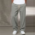 thumbnail image 2 of Alkepwun Sweatpants for Men 100% Cotton Elastic High-Waisted Drawstring Straight Legs Athletic Pants Summer Lightweight Casual Loose Beach Pant with Pockets, 2 of 9