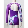 thumbnail image 6 of renvena Kids Girls One Piece Gymnastics Leotard Long Sleeve Ballet Dance Bodysuit Short Unitard Size 4-14 Purple 12, 6 of 7