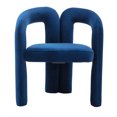 thumbnail image 4 of Velvet Upholstered Accent Chair with M Shaped Back, Contemporary Barrel Dining Chair with Wood Frame, Side Armchair for Living Room Kitchen Bedroom, Navy, 4 of 8
