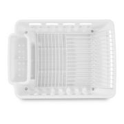 Sterilite Large 2 Piece Sink Set, Dish Drainer and Drainboard for Plates, Cups, Flatware, White