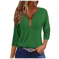 thumbnail image 1 of GYUJNB 3/4 Length Sleeve Womens Tops Button Down Summer Henley Neck T Shirts Plus Size Blouses, 1 of 5
