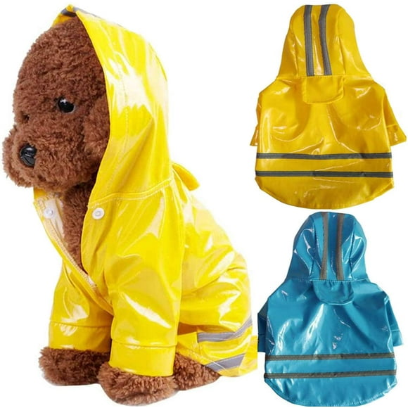 Dog Raincoat, 2PCS Dog Rain Poncho Dog Coat with Reflective Strips for Medium to Large Dogs(L,Yellow,Blue)