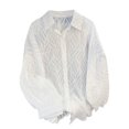 thumbnail image 3 of Tops de trabajo para mujer,Camiseta de verano de manga larga con cuello redondo para mujer, corte cómodo e informal, mezcla de algodón suave, largo regular para usar en casa, sopatenor, 3 of 8