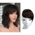 thumbnail image 1 of SARLA Side Bangs Dark Brown Clip in Synthetic Hair Pieces Straight Fake Bangs Extensions for Women, 1 of 3