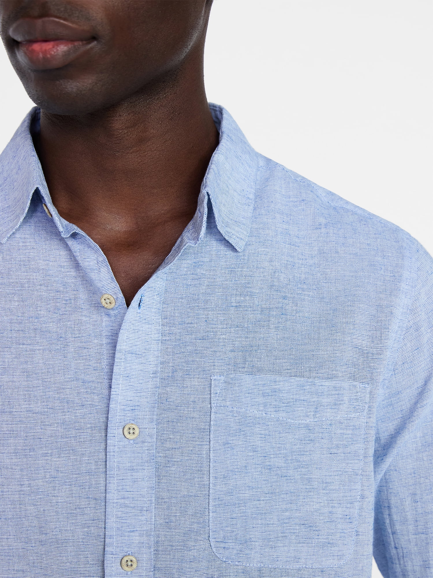 George Men's and Big Men's Linen Blend Button Up Shirt with Long Sleeves, Sizes S-5XL