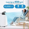 thumbnail image 3 of Aire acondicionado portátil de 10.000 BTU para habitación de hasta 450 metros cuadrados Con ventilador de 2 velocidades, modo deshumidificador, función de temporizador de 24 horas, unidad de CA, 3 of 7