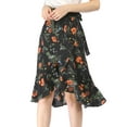 thumbnail image 2 of Unique Bargains Femmes Volant Fusée Cravate Taille Haute Basse Floral Wrap Jupe, 2 of 6