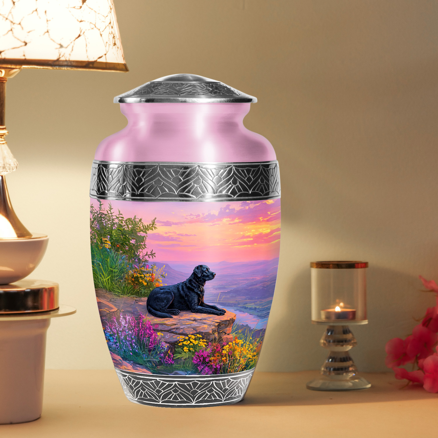 SABURIAL Dog Urn - Perfect Handcrafted Urns For Mom & Dad Ash - Decorative Funeral Urn For Human Ash - Perfect Burial Urns For Female Ashes - 10 Inch Large With Velvet Bag
