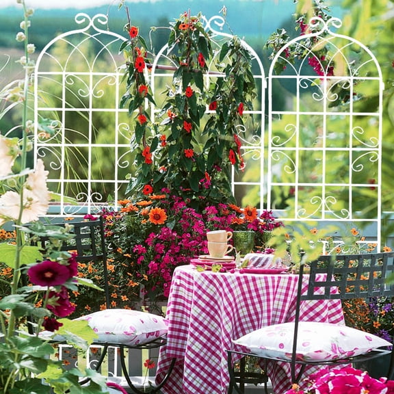 4 Pack 86.7"x19.7" Metal Garden Trellis, Rustproof Wire Lattice Grid Panel, Outdoor Flower Support Trellis