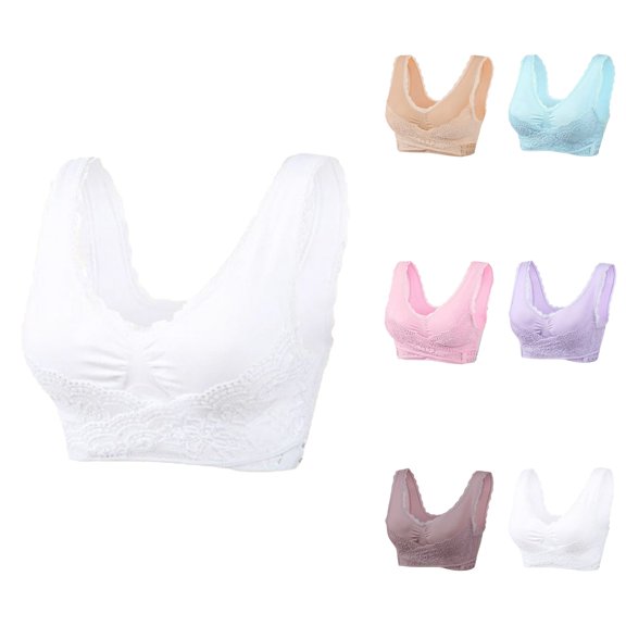 Sports Bras for Women Yoga Bra Front & Side Buckle Lace-Edge Seamless Lift Bra for Women Criss-Cross Adjustable Comfort Sports Bra Without Steel Ring Ideal for Yoga Sleep & Everyday Wear