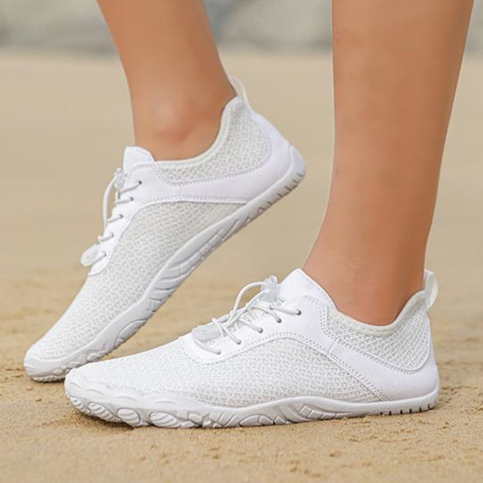 Mepaouo Women Men Water Shoes Quick Dry Barefoot Aqua Sport Hiking Diving Walking Shoes(White,11)
