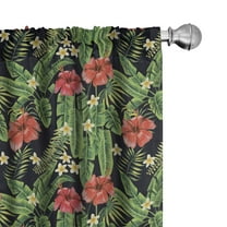 Ambesonne Tropical Window Curtains, Vintage Summer Pattern, Each 28" W x 63" L, Red Lime Green