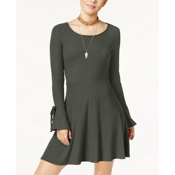 Planet Gold - Bell-Sleeve Fit & Flare Dress - Juniors - S