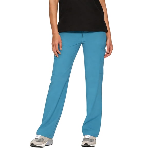 Cargo Scrub Pants Womens Loose Fit Stretch Medical Pants with Functional Pockets for Work Blue L