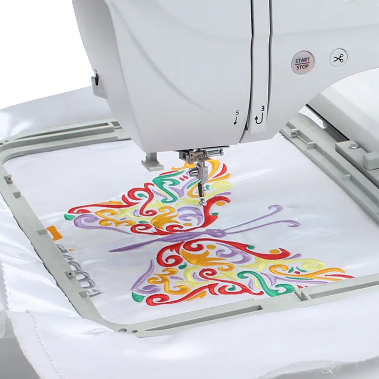 SIHAO MRS-V700 Embroidery Machine for Beginners, 4" x 9.25" Embroidery Area, 150 Built-in Designs, 10 Font Styles, 7" LCD Touch Screen with Hoops, USB, Stabilizer, Bobbins，etc