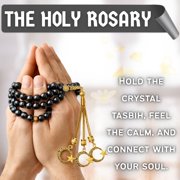 Black Banded Agate Crystal Tasbeeh Prayer Beads, Muslim Islamic Tasbih for Dhikr, Namaz and Ramadan Gift (Golden)