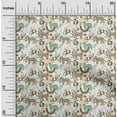 thumbnail image 2 of oneOoneCottonPoplinTwillBeigeFabricTropicalAbstractLeafWithAnimalDiyClothingQuiltingFabricPrintFabricByYard56InchWide, 2 of 4
