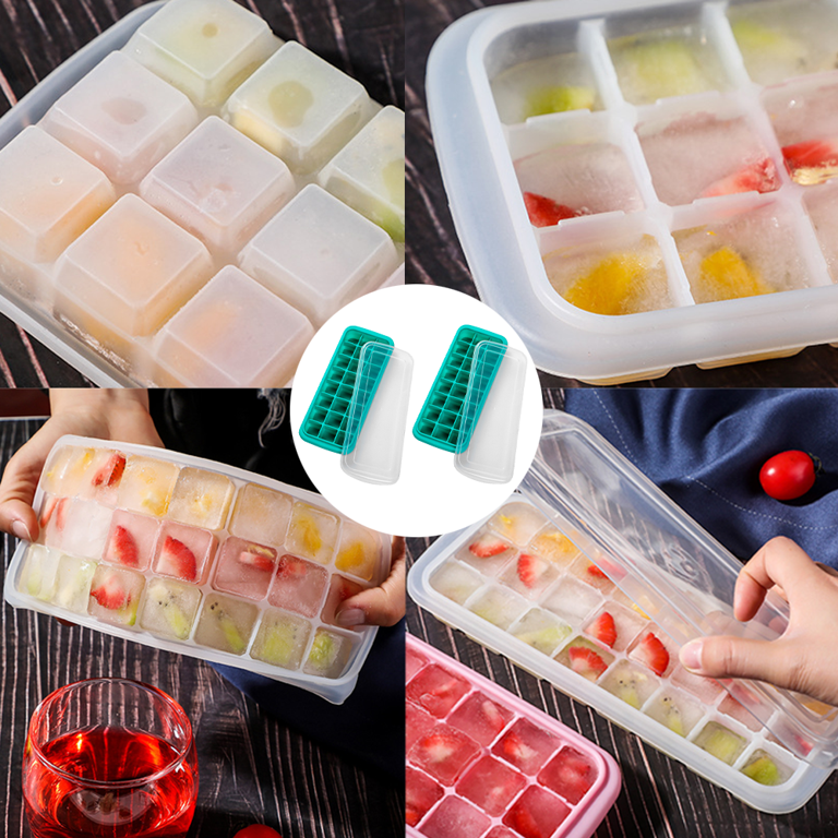 pizety Stainless Steel Ice Cube Trays Fast Ice & Dishwasher Safe 18 Slot Ice Cube Tray Metal Ice Tray with Lever