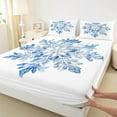 thumbnail image 3 of jejeloiu Dreamy Crystal Snowflake Bed Sheets,Winter Theme King Sheets,Merry Christmas Sheet Set For Child,Breathable Home Decor,4-Piece, 3 of 7