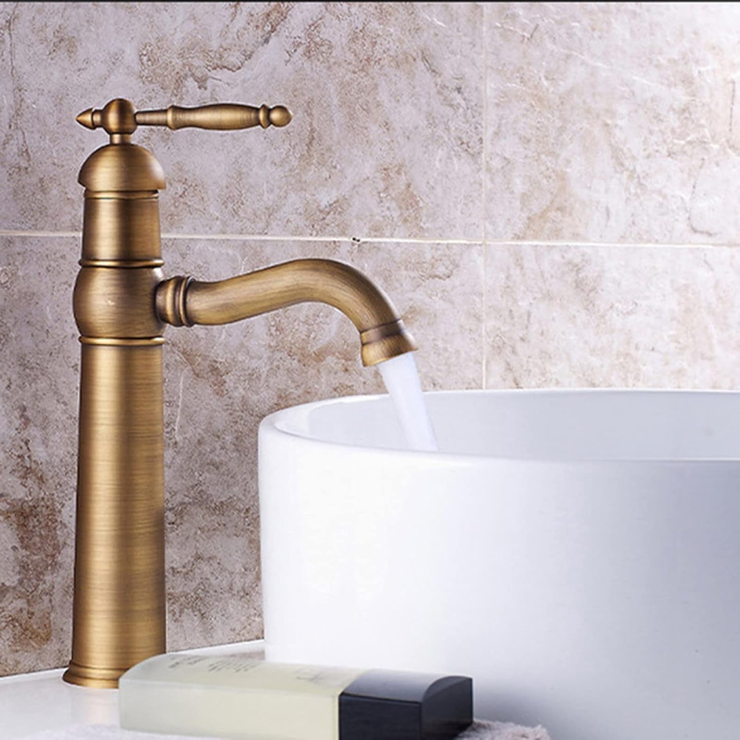 Vintage Bathroom Faucet, 360 Degree Swivel Spout Bathroom Sink Faucet, Cold/Hot Water Basin Tap, Bathroom Sink Faucet Single Handle, High