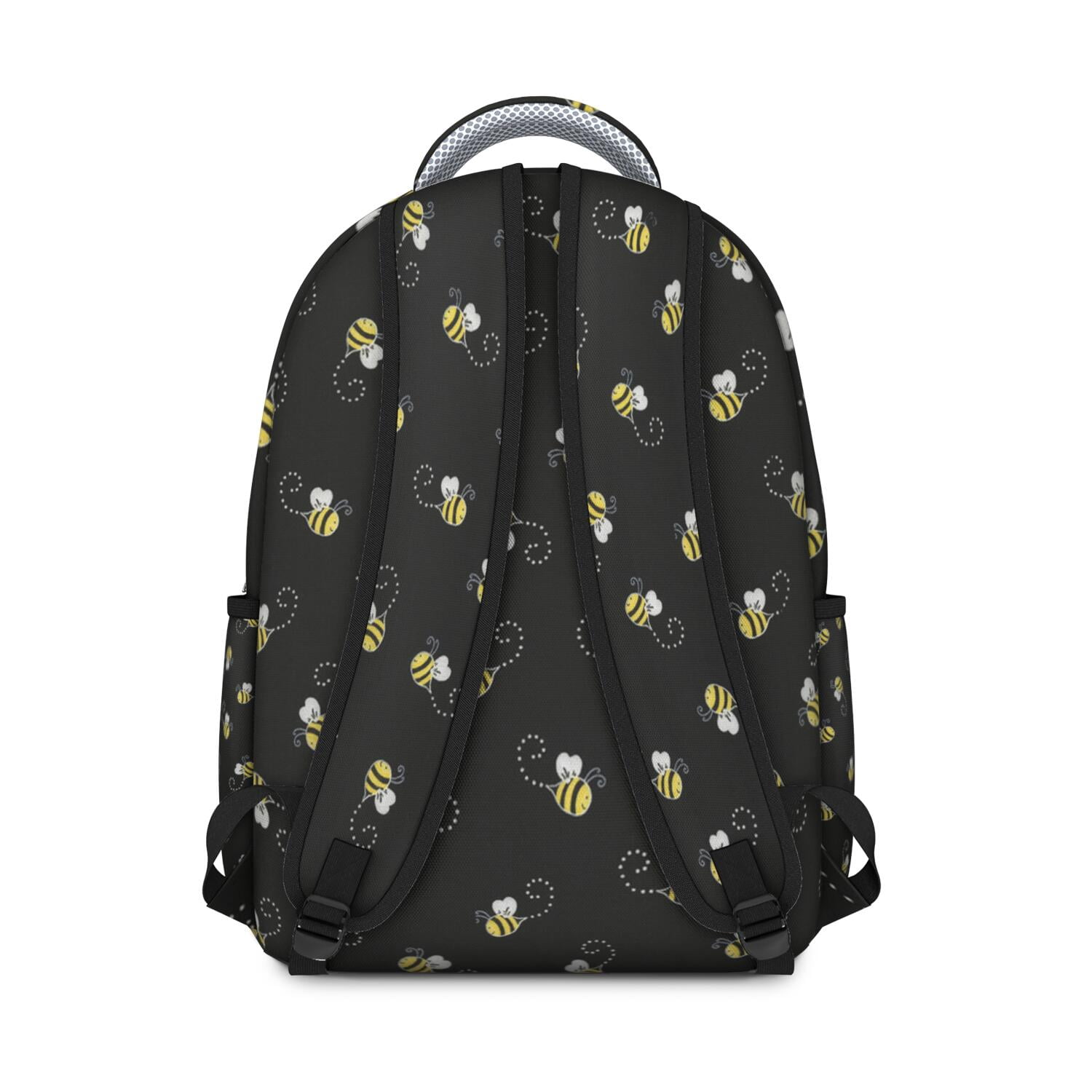 Bees Print Backpack - Water-Resistant School Bag for Students, Durable College Bookbag with Laptop Compartment, Comfortable Padded Straps & Cute Bee Design