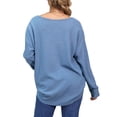 thumbnail image 4 of Doublju Women's Button Placket Long Sleeve Waffle Henley Top (S-3X), 4 of 4