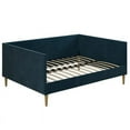 thumbnail image 2 of Pemberly Row Mid-Century Velvet Upholstered Daybed Full Size in Blue, 2 of 11