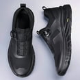 thumbnail image 6 of Men's Black Breathable Rotating Button Sneakers - Low-Top All-Black Sneakers with Thick Rubber Sole for Running, Gym, & Casual Wear - Round Toe Design for all-Season (Durable & Lightweight), 6 of 7