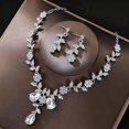 thumbnail image 4 of Valentine's Day Rhinestone Teardrop Jewelry Set - Romantic Festive Ambiance, Sparkling Rhinestone Necklace & Earrings, Perfect Valentine's Gift for Lovers, Elegant Party & Daily Wear, Silver, 4 of 5