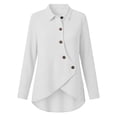 thumbnail image 3 of Tqcoqu Women's Waffle Knit Button Down Shirt,Point Collar Long Sleeve Asymmetric Irregular Hem Loose Casual Blouse Tops,2026 Fall Winter Trendy Clothes,White Women's S-XXL, 3 of 5