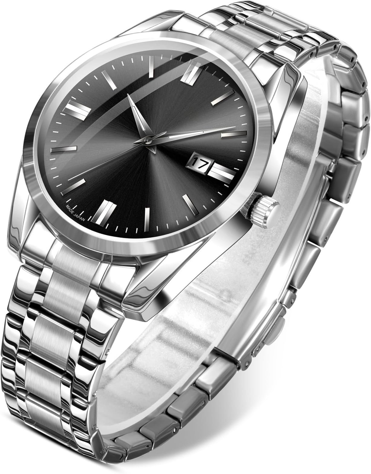 Watch Men Luxury Classic Fashion Watches for Men Large Stainless Steel Mens Watches Simple Minimalist Easy Read Analog Quartz Fancy Dress Day Date Watch Relojes para Hombres